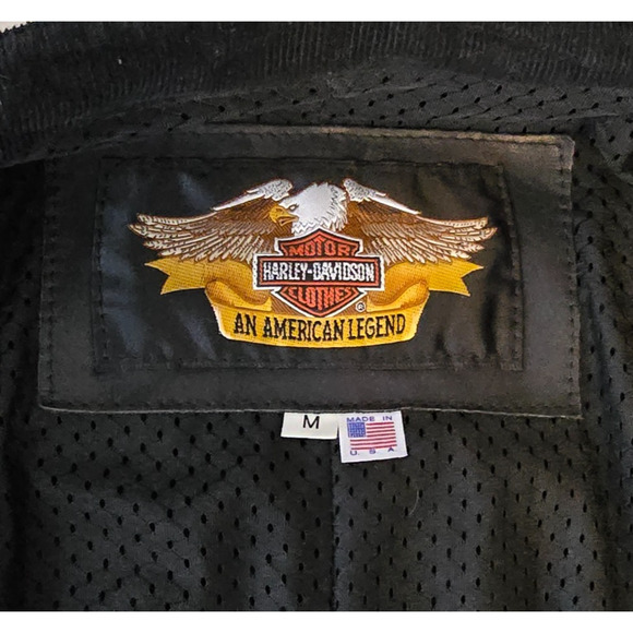 Harley Davidson Leather Motorcycle Jacket Men's M Black Biker Bomber USA - Picture 4 of 16